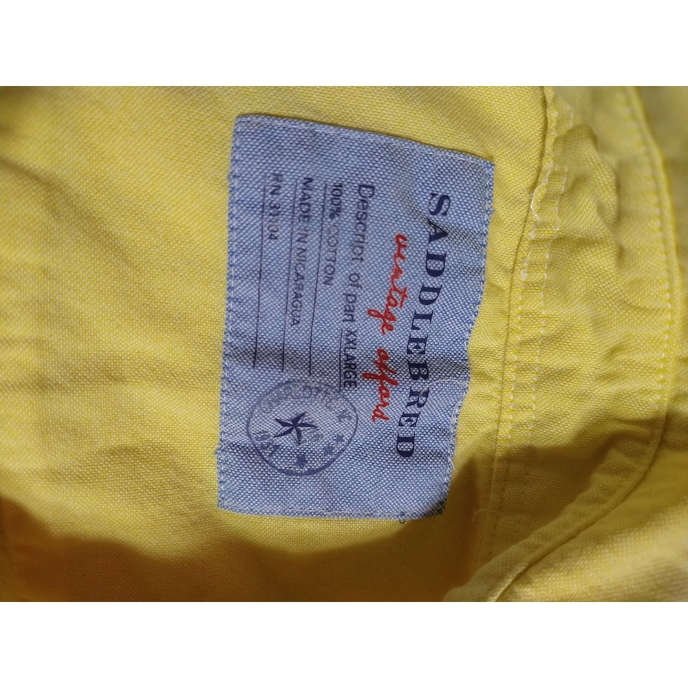 Saddlebred Vintage Oxford Shirt Men XXL Lemon Yellow Button Down College Office - Picture 5 of 7